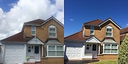 Before and after Upvc fascia and guttering installation