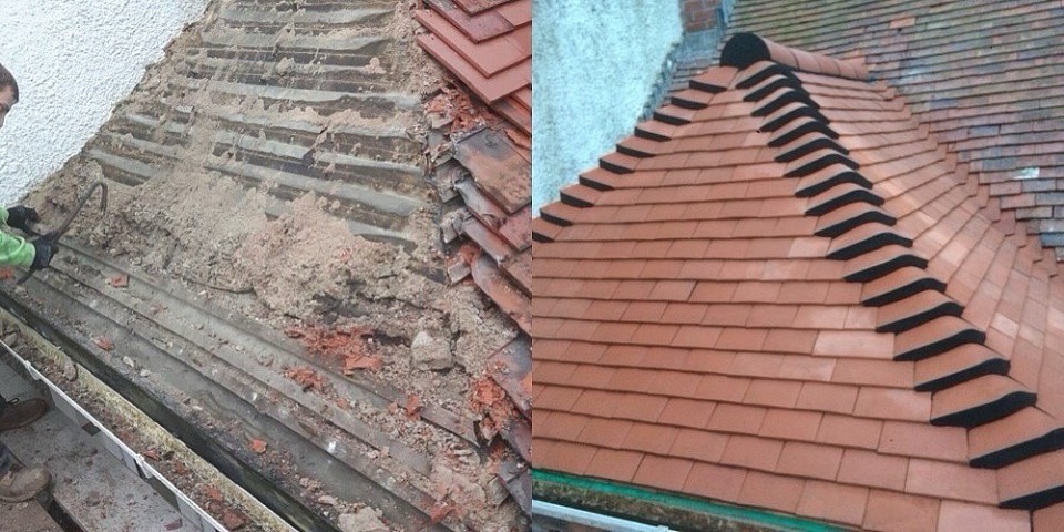 Before and after Natural clay tiles