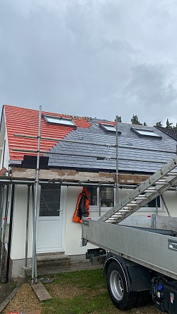 Halfway on new fibre cement roof